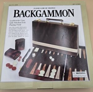 Backgammon Set with Leatherette Case Pre Owned